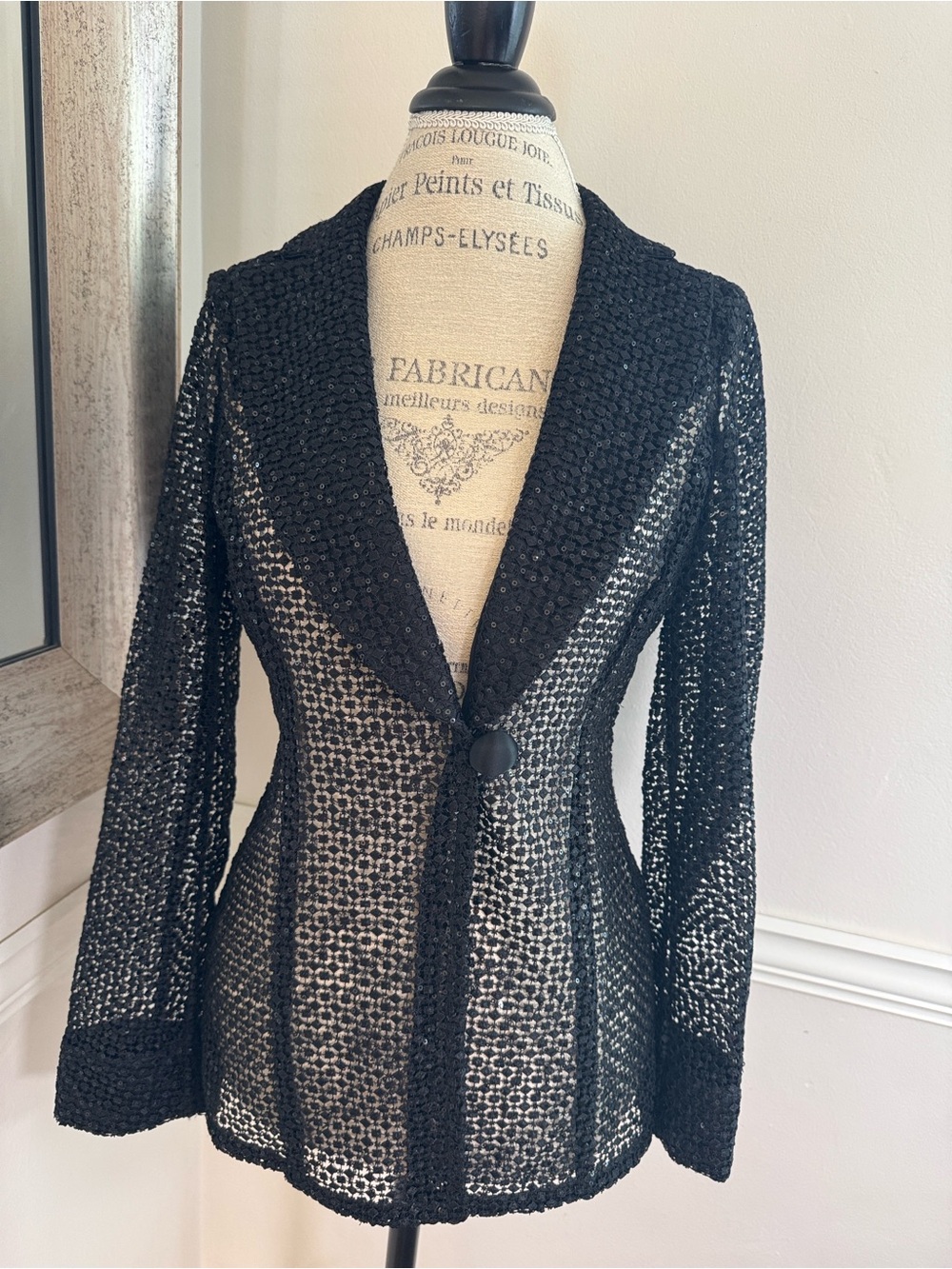 Armani Collezioni Black Open-Weave Blazer | Size 6